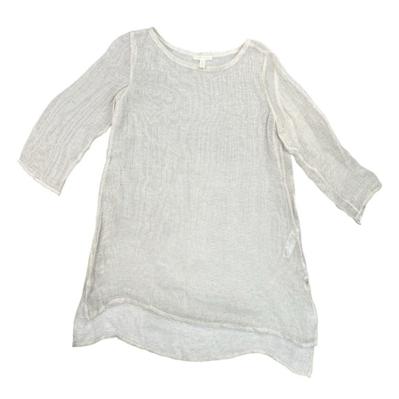 Eileen Fisher Organic Linen Mesh Boat-Neck Tunic In Size XS - Picture 2 of 6